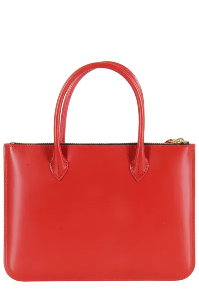 Comme Des Garçons Red Double-handle Logo Leather Clutch