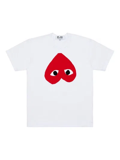 Comme Des Garçons Comme Des Garcons Red Heart Cotton T Shirt In White