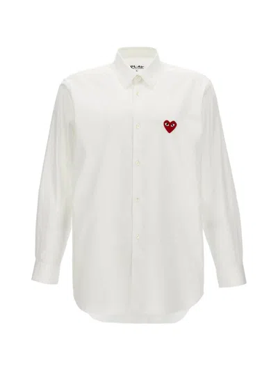 Comme Des Garçons Comme Des Garcons Red Heart Cotton Shirt In White