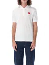 Comme Des Garçons Heart-patch Cotton Polo Shirt In White