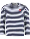 Comme Des Garçons Comme Des Garcons Logo Striped Cotton T Shirt In Blue
