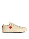 Comme Des Garçons Red Heart White Tela Sneakers In Blanco