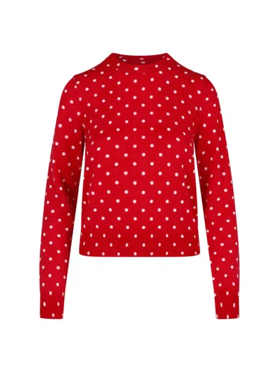 Comme Des Garçons Red Polka Dot Cropped Crewneck Sweater