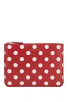 Comme Des Garçons Dots Printed Leather Line Wallet Accessories In Red