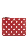 Comme Des Garçons Dots Printed Leather Line Wallet Accessories In Red