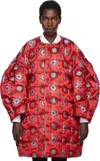 Comme Des Garçons Red Polyester Jacquard Quilted Jacket
