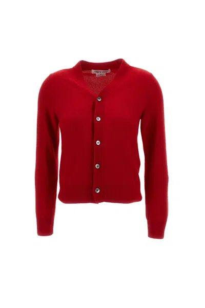 Comme Des Garçons Red Pure Cashmere Cropped V-neck Cardigan