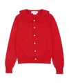 COMME DES GARÇONS RED WOOL CARDIGAN FROM COMME DES GARCONS GIRL.
