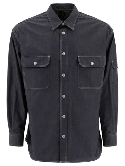Comme Des Garçons Relaxed-fit Denim Overshirt With Contrast Stitching In Blue