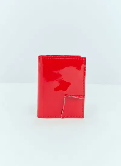 Comme Des Garçons Reverse-hem Patent Wallet In Red