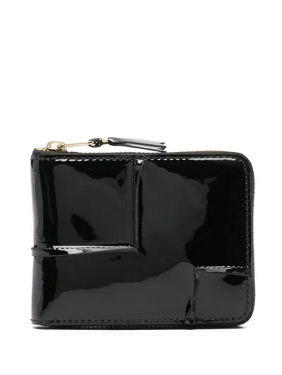 Comme Des Garçons Reversed Hem Leather Wallet In Black