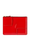 Comme Des Garçons Reversed Hem Zipped Wallet In Red