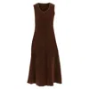Comme Des Garçons Comme Des Garcons Reversed Seam Fuzzy Plush Wool Midi Dress In Brown