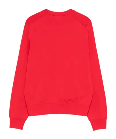 Comme Des Garçons Ribbed Crewneck Sweater In Red