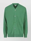 Comme Des Garçons Ribbed V-neck Knitwear With Long Sleeves In Green