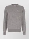Comme Des Garçons Ribbed Wool Sweater With Chest Embroidery In Grey