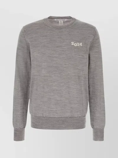 COMME DES GARÇONS RIBBED WOOL SWEATER WITH CHEST EMBROIDERY