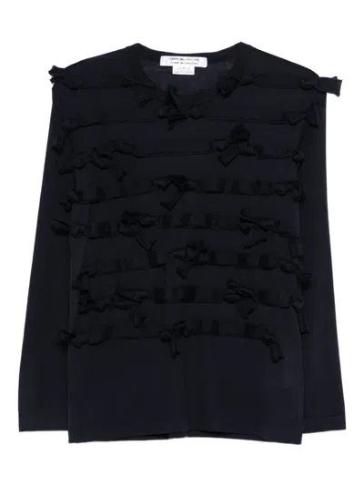 Comme Des Garçons Ribbon Embellished Knitwear In Blue
