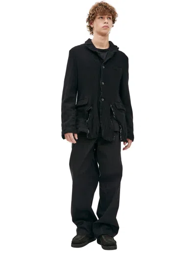 Comme Des Garçons Ripped Wool Jacket In Black
