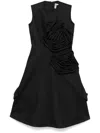 Comme Des Garçons Rose-appliqué Midi Skirt In Black