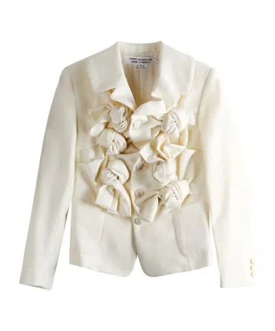 Comme Des Garçons Rose-detail Button Jacket In Neutral