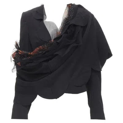 Comme Des Garçons Comme Des Garcons Rose Tulle Scalloped Sash Blazer In Black