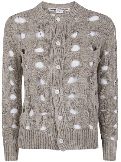 Comme Des Garçons Round Neck Cardigan In Neutral