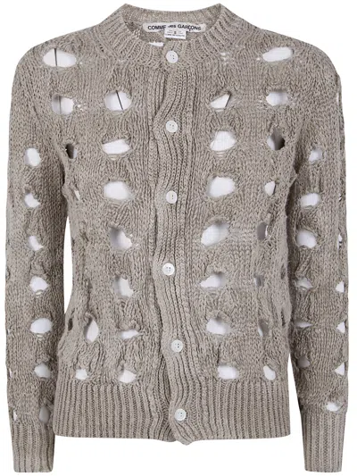 Comme Des Garçons Round Neck Cardigan In Gray