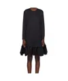 Comme Des Garçons Ruffled Midi Dress In Black