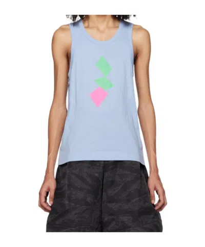 Comme Des Garçons Round-neck Pattern Vest In Blue