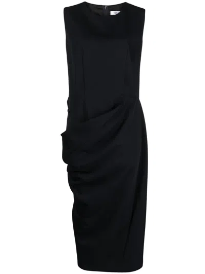 Comme Des Garçons Round-neck Sleeveless Midi Dress In Black