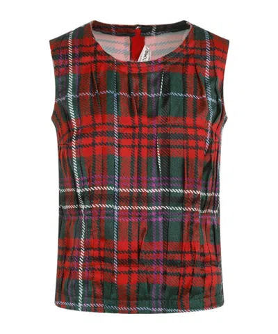 COMME DES GARÇONS COMME DES GARÇONS CHECKED PLEATED TOP