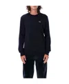 Comme Des Garçons X Lacoste Asymmetric Wool Logo Sweater In Black