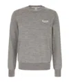 Comme Des Garçons Ribbed Wool Sweater With Chest Embroidery In Gray