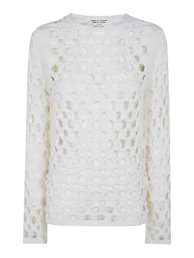Comme Des Garçons Round Neck Sweater In White