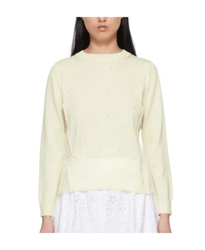 Comme Des Garçons Round Neck Sweater In White