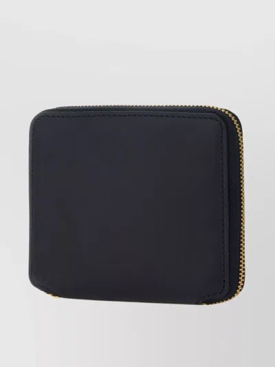 Comme Des Garçons Rounded Corners Leather Wallet In Blue
