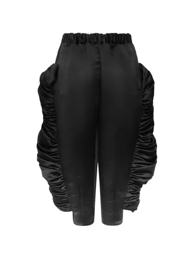 Comme Des Garçons Rounded-silhouette Ruched Trousers In Black