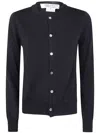 Comme Des Garçons Ribbed Hem Long Sleeve Crew Neck Cardigan In Black