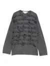 Comme Des Garçons Long Sleeve Ribbed Top With Knot Detail In Gray