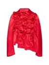 Comme Des Garçons Ruched Asymmetrical Jacket In Red