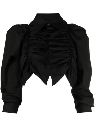 Comme Des Garçons Irregular Pleated Shirt In Black