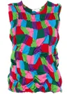 Comme Des Garçons Multicolor Ruched Tank Top In Green