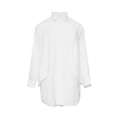 Pre-owned Comme Des Garçons Ruched Panel Longline Blouse 'white' | Women's Size M