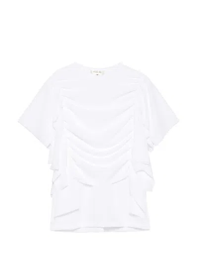 Comme Des Garçons Ruched Ruffled Blouse In White