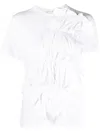 Comme Des Garçons Gathered-detail Short-sleeve Top In Weiss