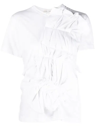 Comme Des Garçons Gathered-detail Short-sleeve Top In Weiss