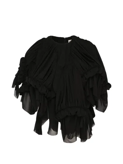 Comme Des Garçons Ruched Voluminous Blouse In Black