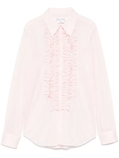 Comme Des Garçons Ruffle-detail Shirt In 粉色