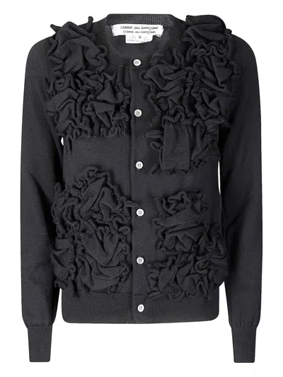 Comme Des Garçons Ruffle-detailing Cardigan In Black